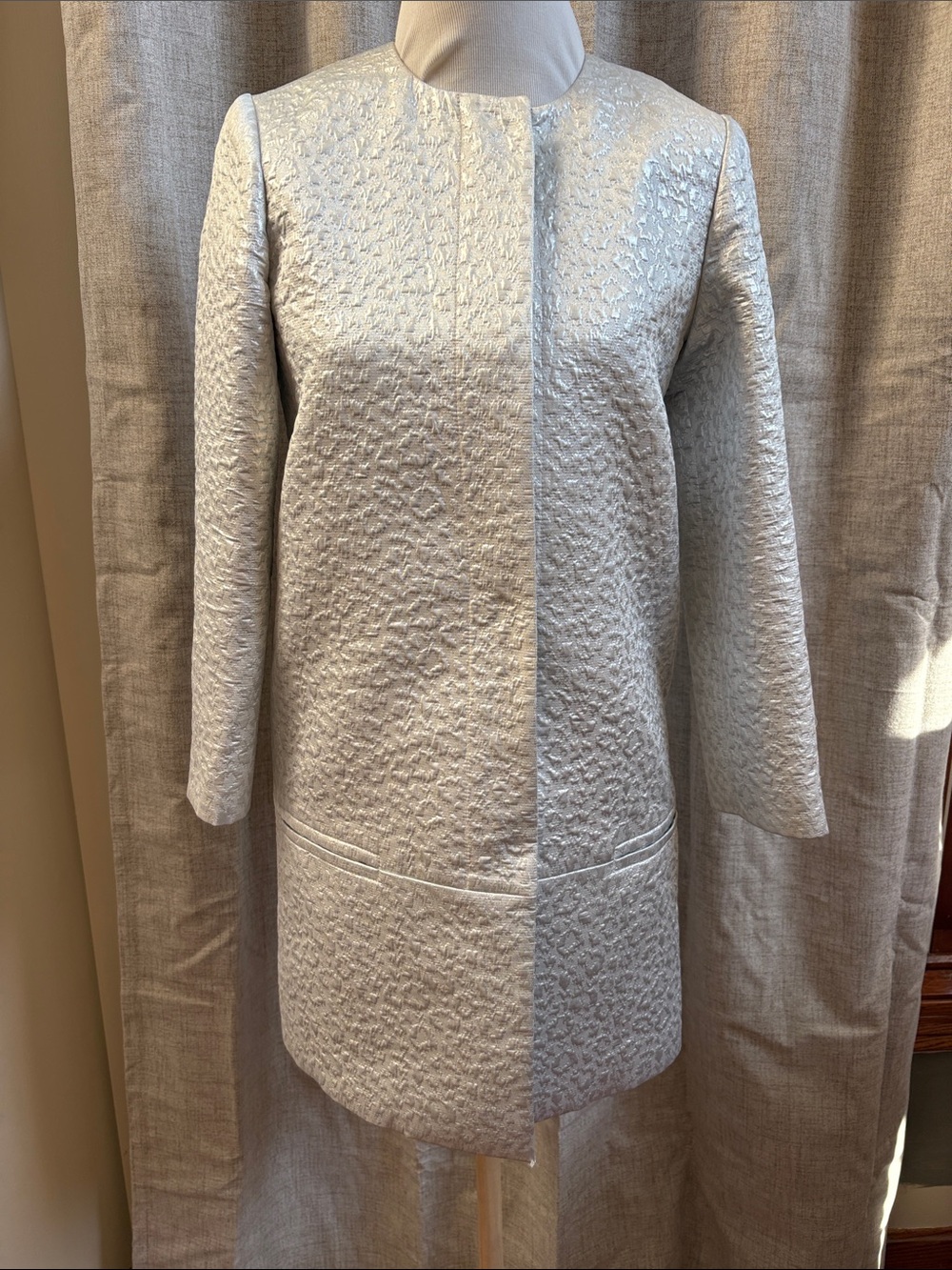 Tara Jarmon silver brocade blazer jacket size 36